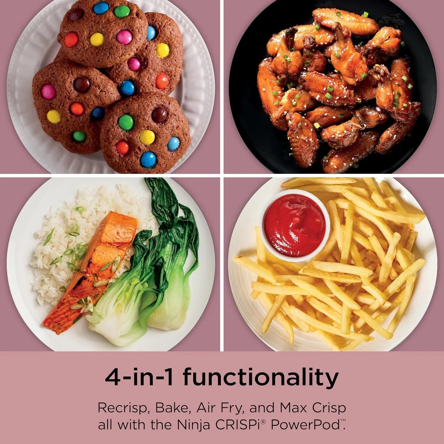 Ninja Crispi Friteuse à air portative en verre 4-en-1