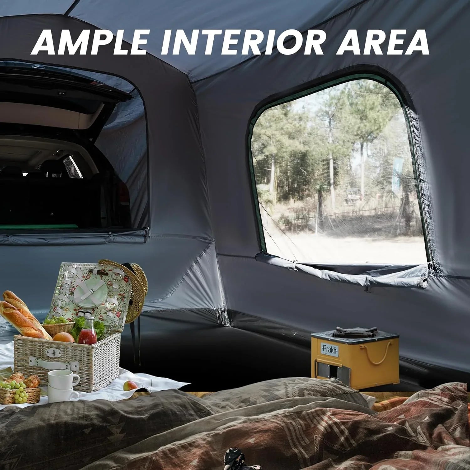 Tente SUV rectangulaire pour 5 à 9 personnes, idéale pour le camping en voiture, idéale pour la famille, imperméable et coupe-vent. Grande tente de camping.