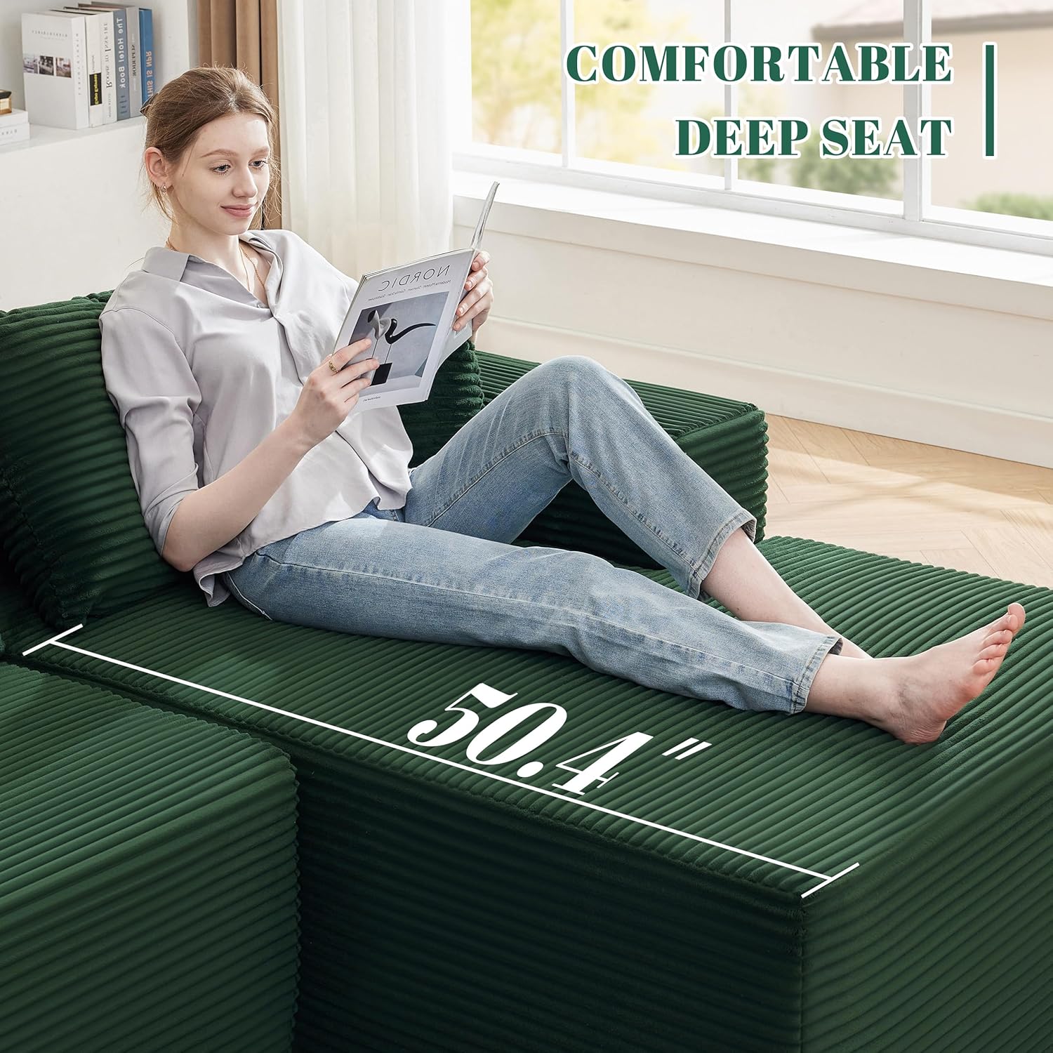 Canapé nuage de 110 pouces, canapé désossé dans le salon, canapé modulable avec sièges profonds