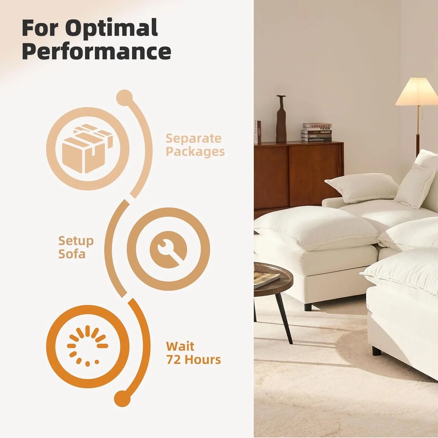 Canapé en U 108", canapé modulaire Canapé nuage confortable