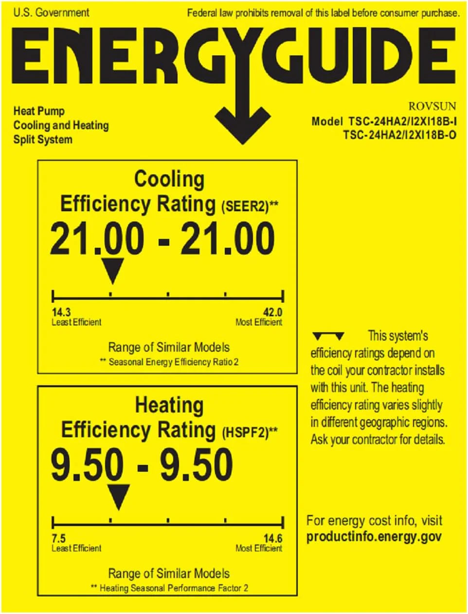 Climatiseur et chauffage mini-split Inverter ROVSUN 9 000 BTU