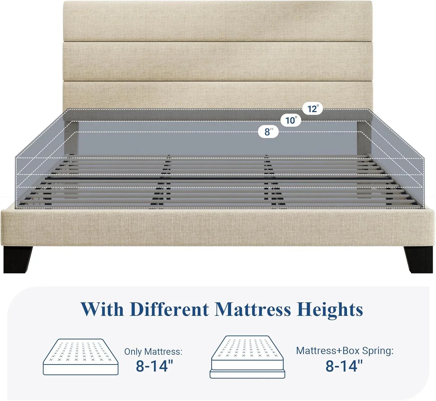 Cadre de lit plateforme Allewie King size avec tête de lit et planches rembourrées en velours
