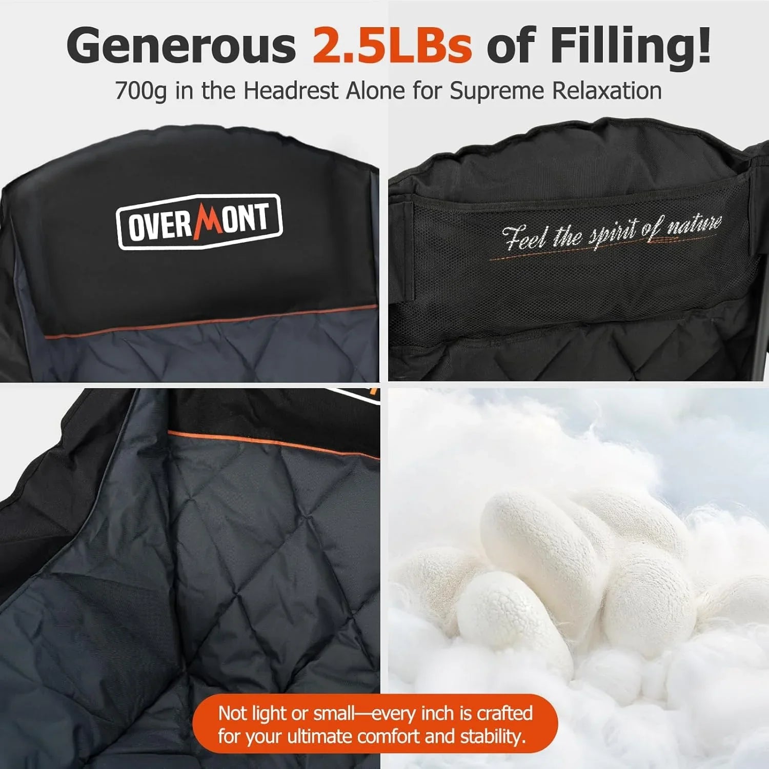 Chaise de camping double extra large - Canapé confortable pour 2 personnes, causeuse pour adulte - Chaise de jardin robuste