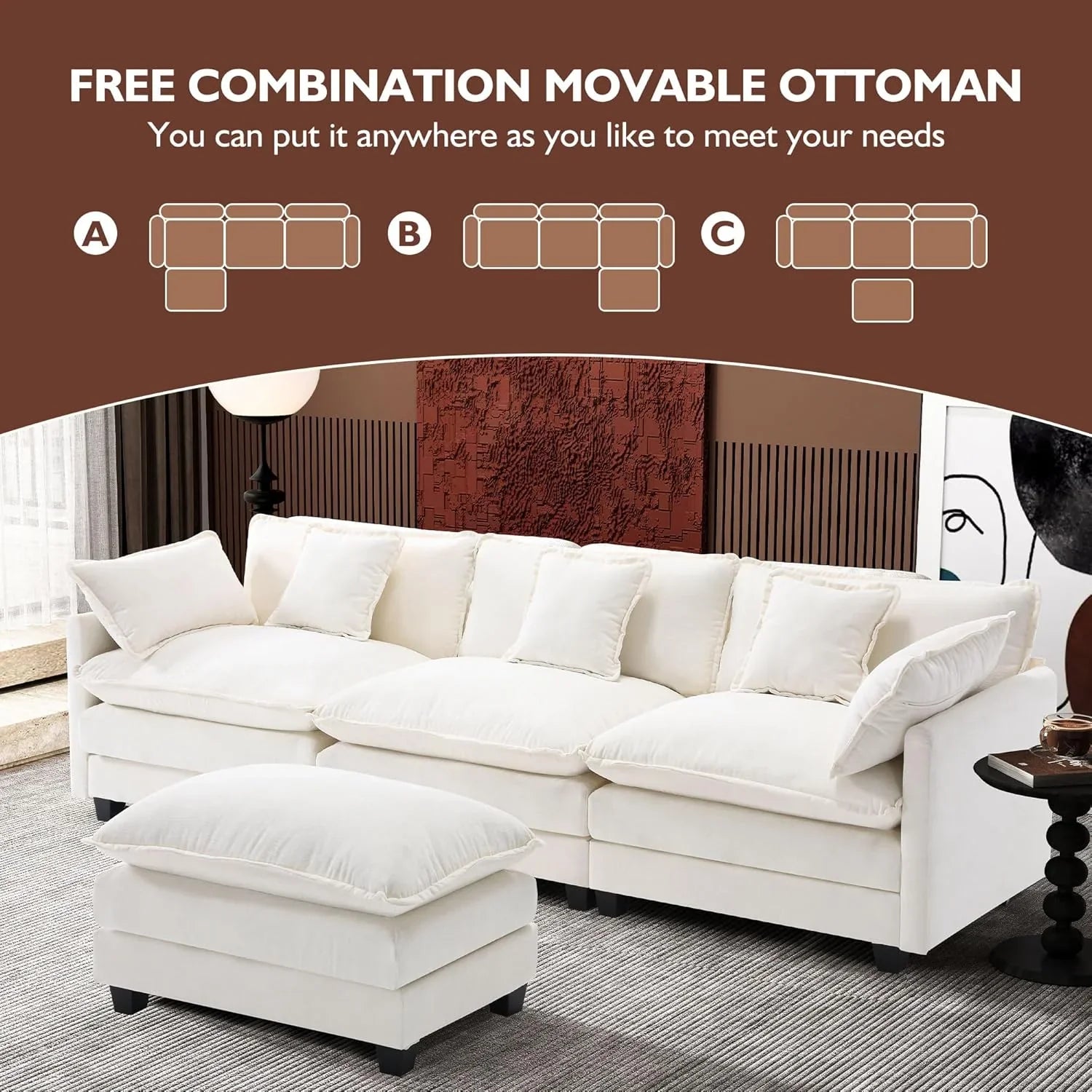 Canapé modulaire moderne en forme de U de 146 pouces d'ihanherry