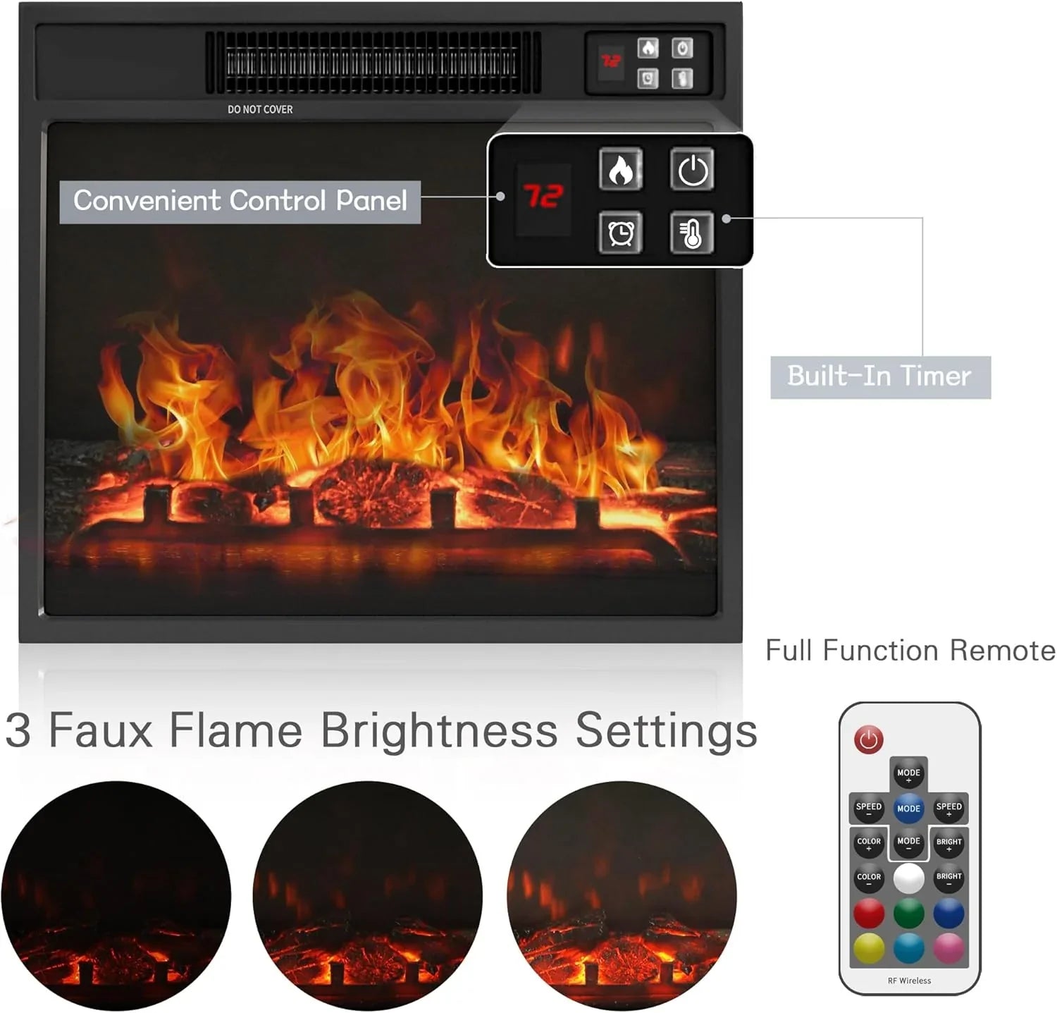 YESHOMY Meuble TV avec cheminée et deux portes de grange, armoires de rangement pour téléviseurs jusqu'à 65 pouces et plus, console de divertissement, meuble multimédia pour salon, 58 pouces