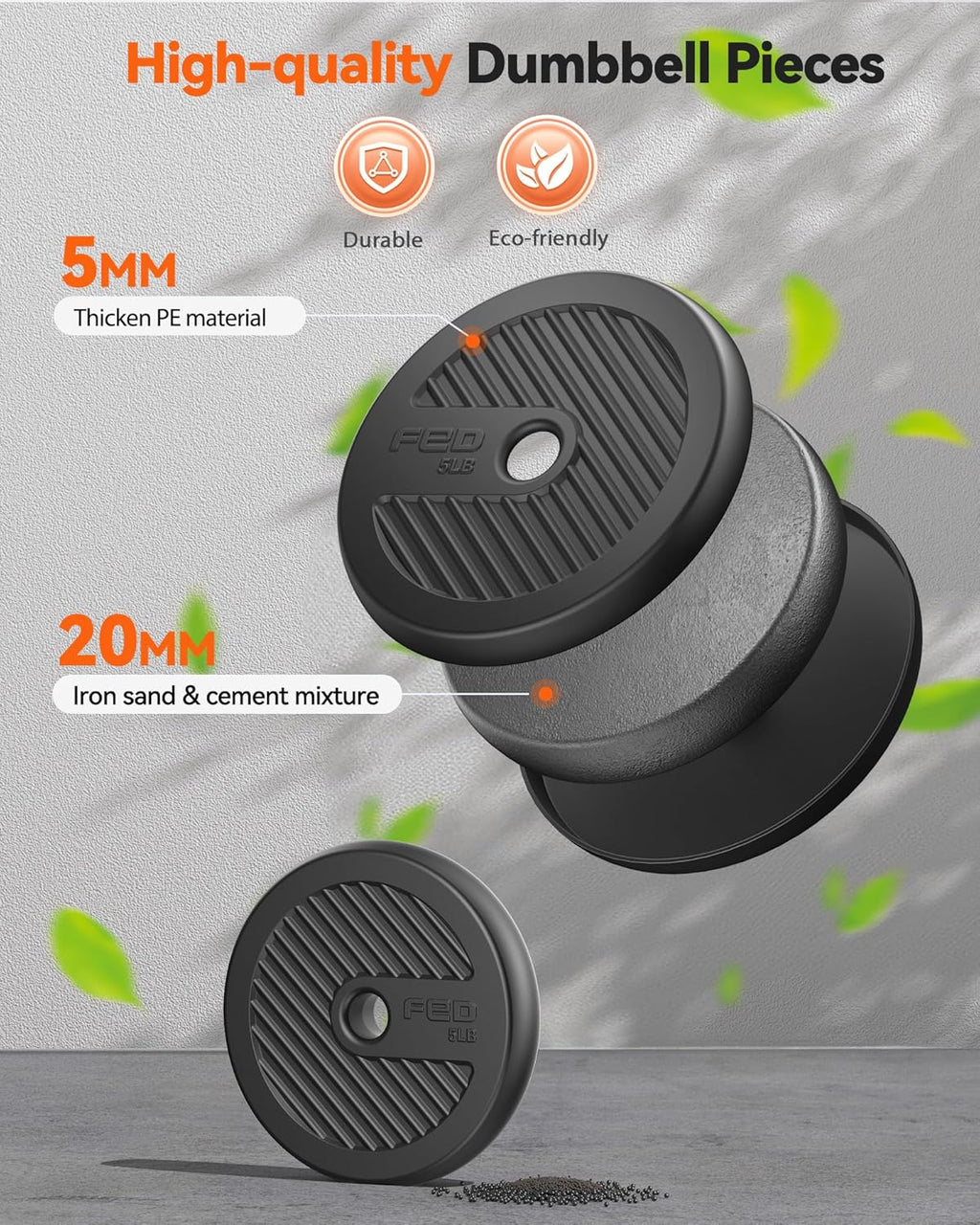 Haltères réglables Feierdun avec connecteurs Barre, kettlebell, support de pompes