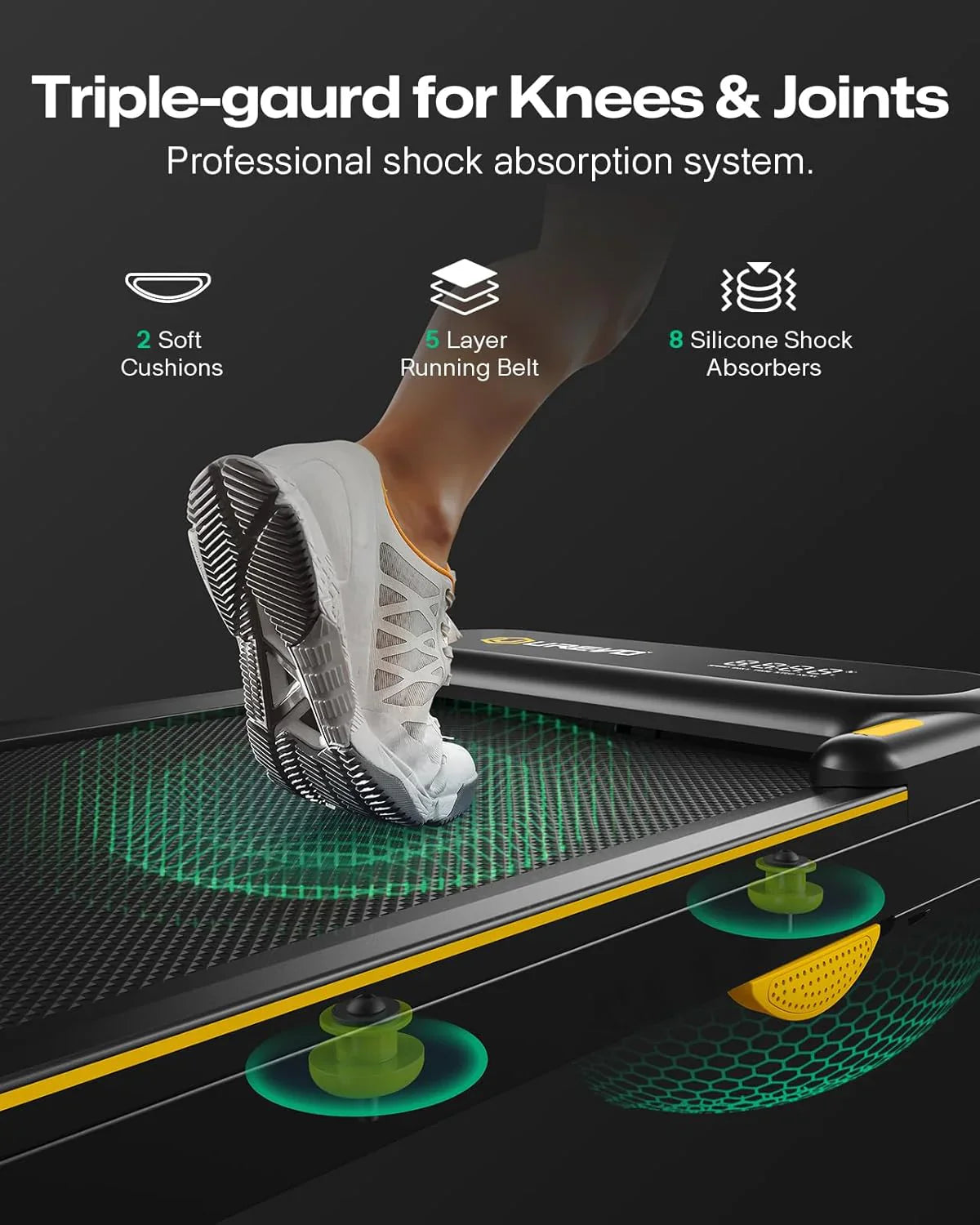 Tapis de course pliable intelligent 2 en 2 Urevo Strol 2E avec double écran LED