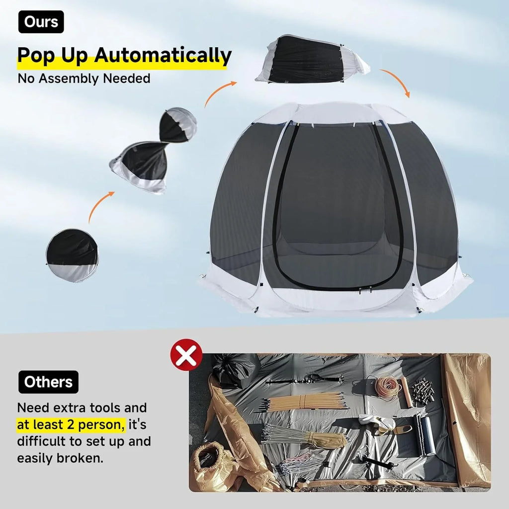 Gazebo à écran, peut accueillir 6 à 10 à 15 personnes Tente à baldaquin de style igloo avec moustiquaire sur les côtés Parfait pour le jardin, la terrasse, l'arrière-cour
