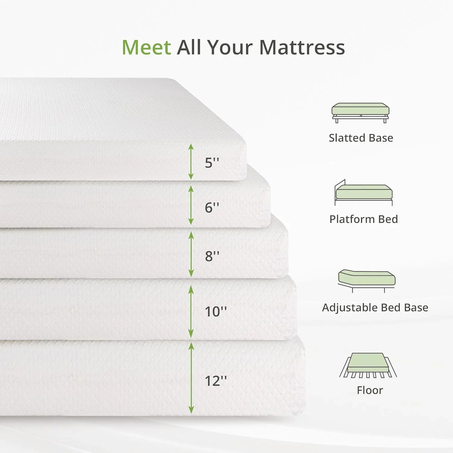 Matelas double de 8 pouces avec mousse à mémoire de forme pour un soutien moyennement ferme