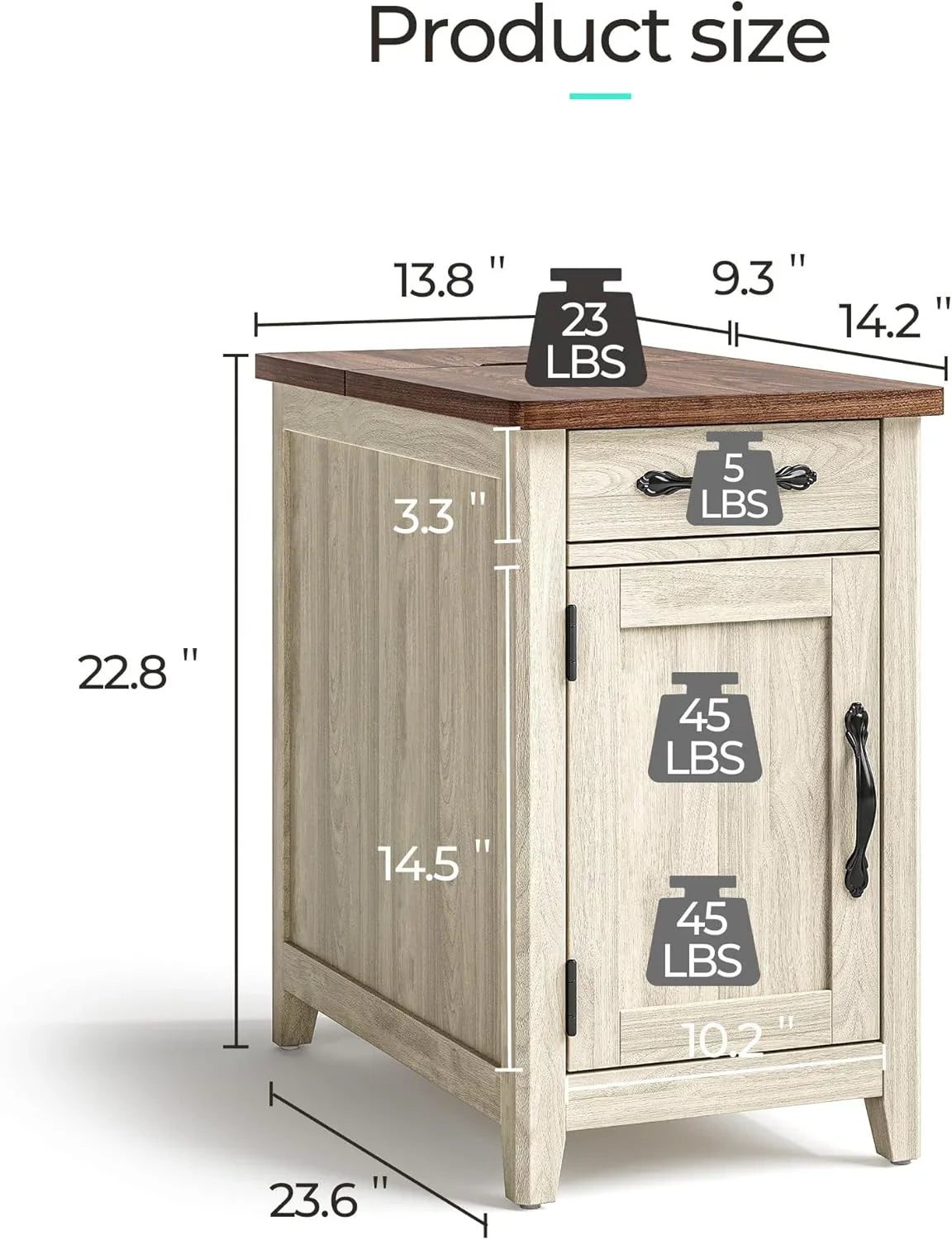 Table d'appoint de ferme Table d'appoint étroite Petite table de chevet