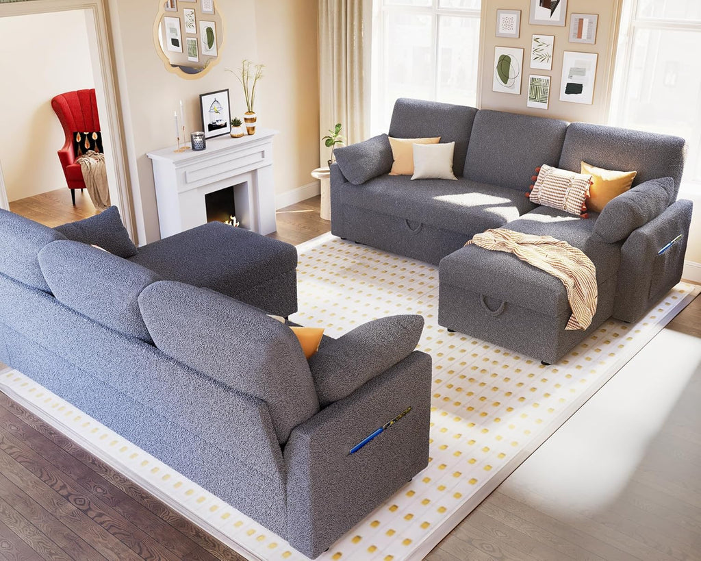 Canapé-lit VanAcc, canapé-lit avec méridienne de rangement - Canapé-lit 2 en 1 pour salon, canapé-lit confortable