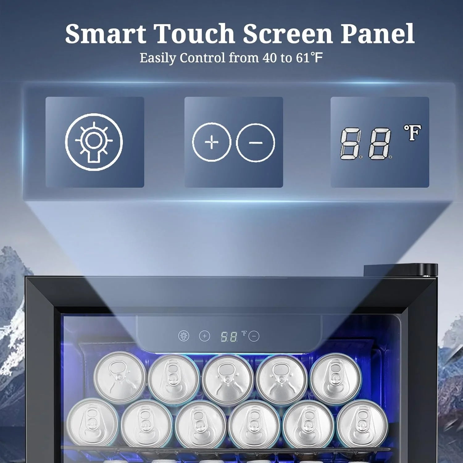 Réfrigérateur à boissons NJStar 68 canettes, mini-réfrigérateur à porte vitrée pour bière, boissons et vin, petit réfrigérateur autonome