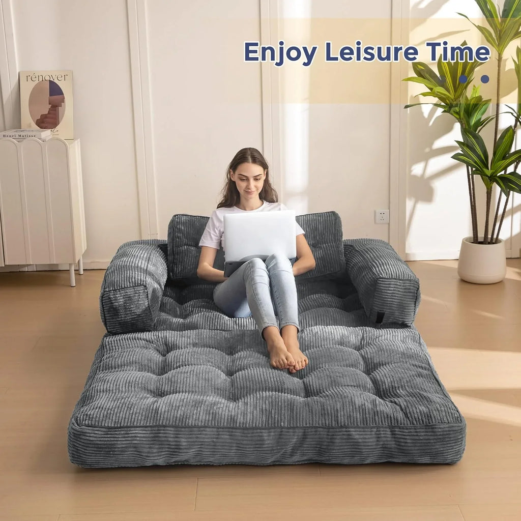 Canapé-lit pliant, canapé-lit convertible en L avec accoudoirs et oreillers