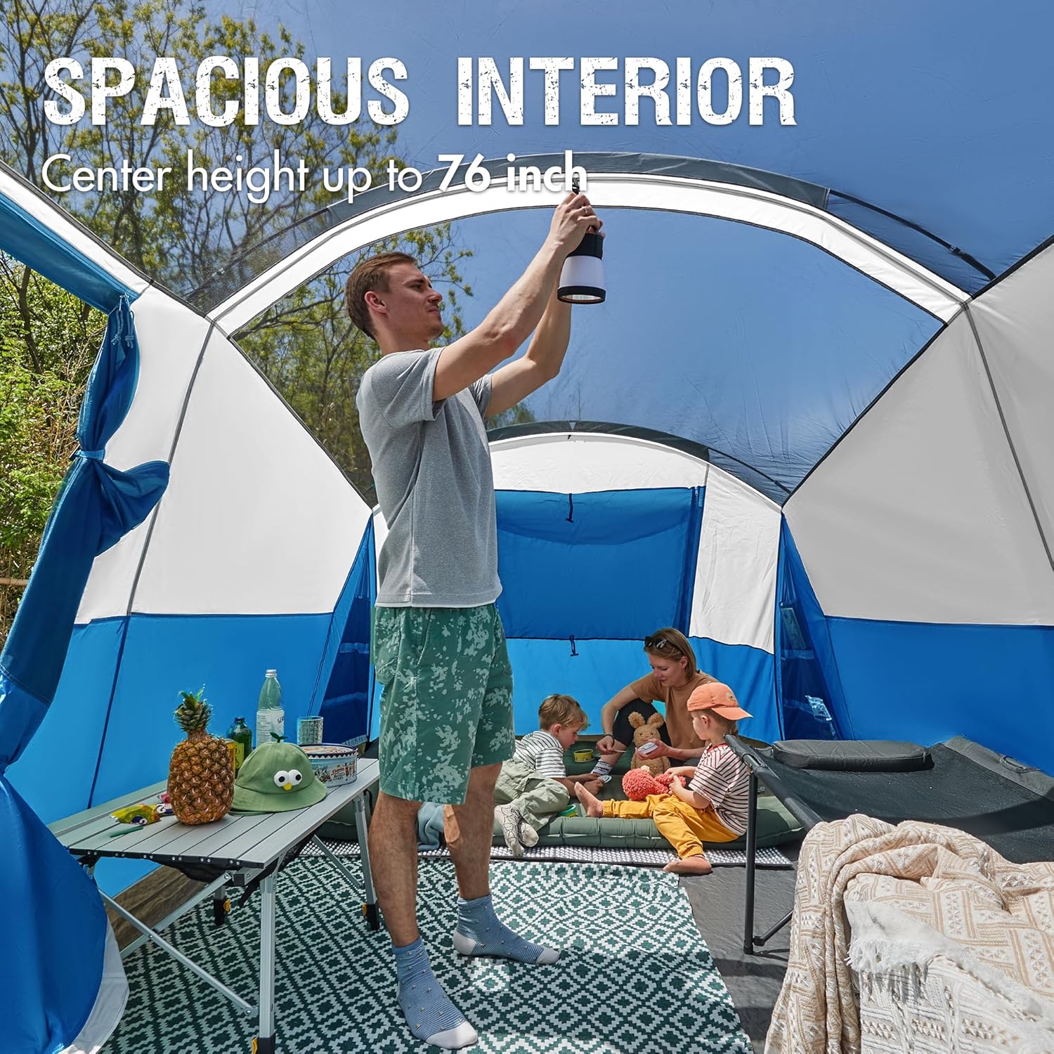 Tente de camping familiale PORTAL 6/8/10 personnes avec moustiquaire, grande tente tunnel étanche