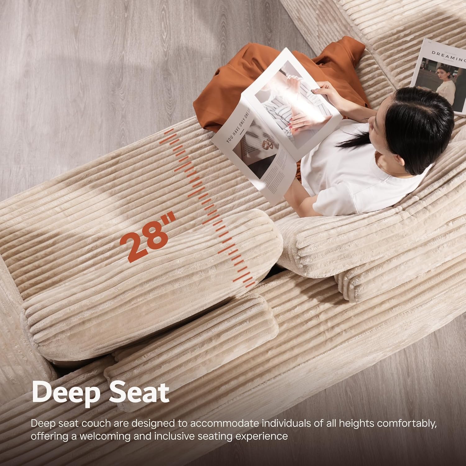 Canapé Ovios 104" Cloud Section Fauteuil en L, canapé modulaire moderne