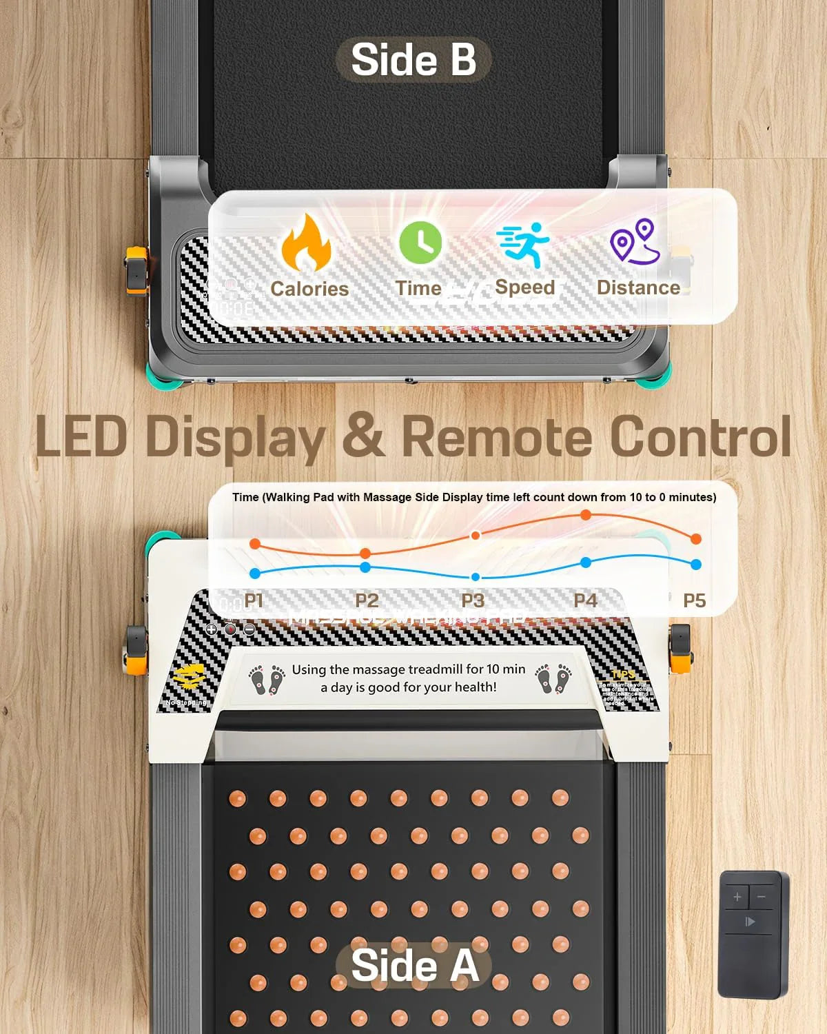 Tapis de course incliné Akluer 2,5 CV, petit tapis de course sous le bureau avec télécommande et écran LED