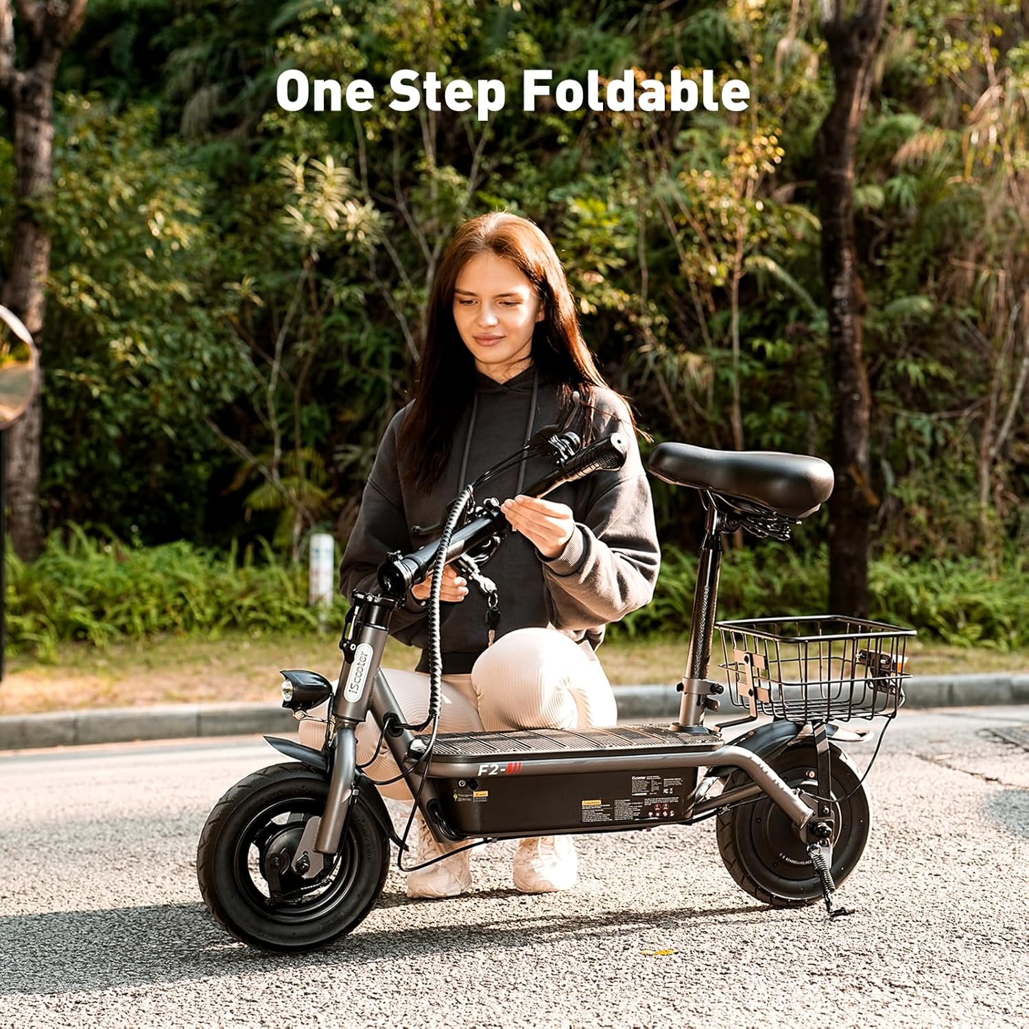 Trottinette électrique iScooter avec siège, autonomie de 60/34 km, vitesse de pointe de 45/39/25 km/h, double suspension avec panier