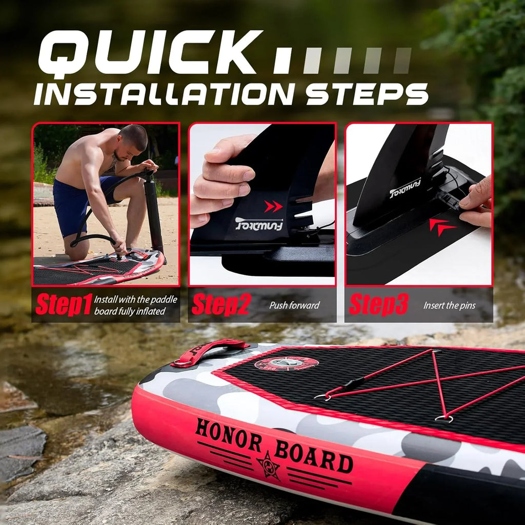 Planche de stand up paddle gonflable FunWater avec accessoires de pagaie SUP haut de gamme, pont EVA antidérapant, pagaie 11'/10'6'