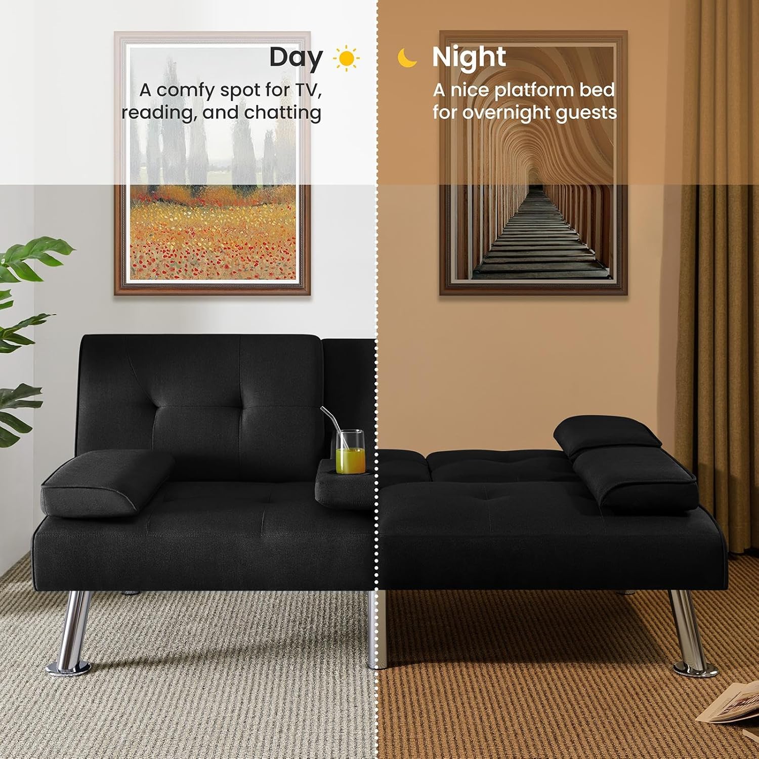 Canapé-lit convertible moderne en similicuir pour la maison, inclinable, double, pliable, pour invités