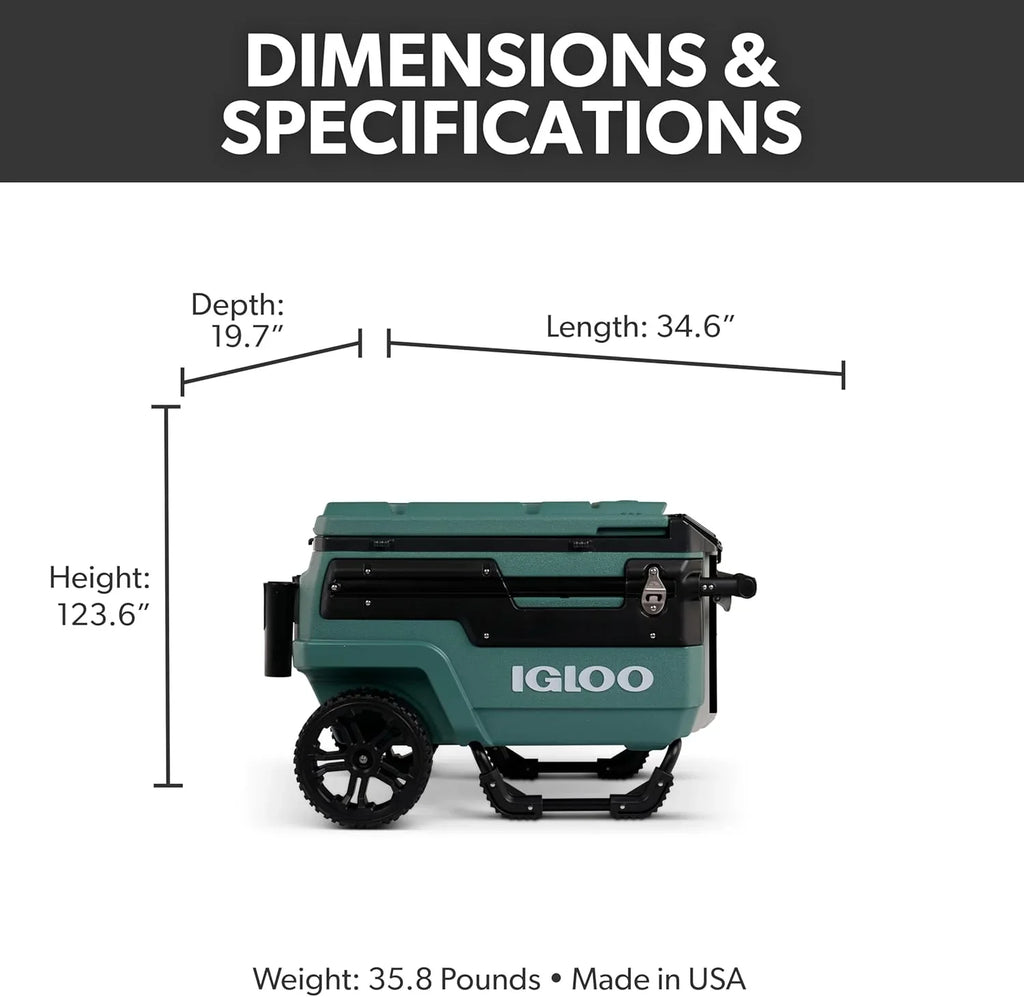 Glacière à roulettes de 70 pintes, glacière isotherme à coque rigide