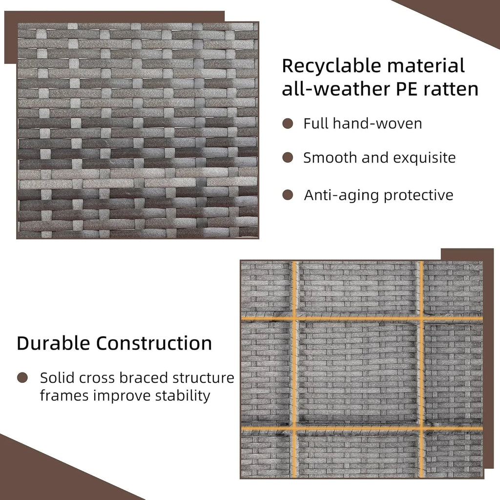 Ensemble de meubles de jardin en rotin Shintenchi 4 pièces, ensemble de conversation en osier