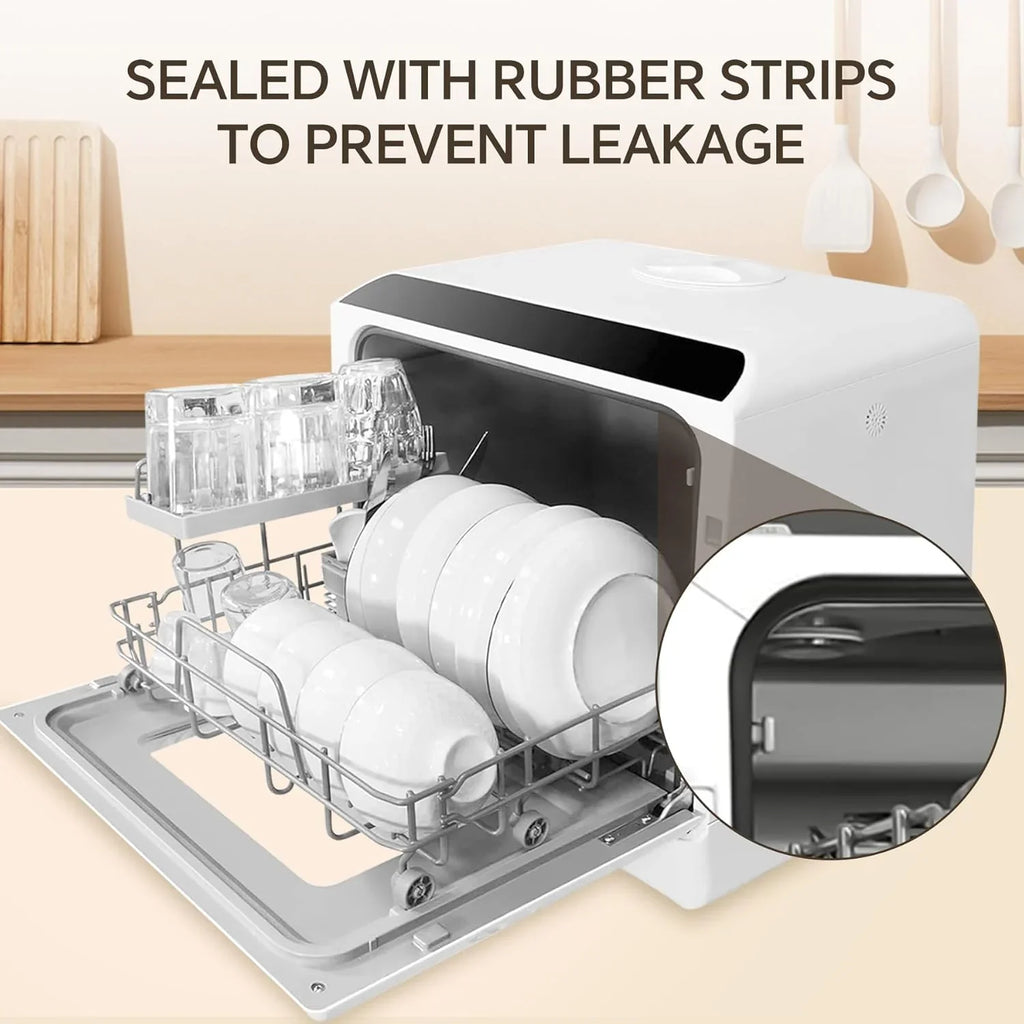 Mini lave-vaisselle de comptoir. Compact avec fonction séchage. Double bras gicleurs. Lave-vaisselle de comptoir portable.