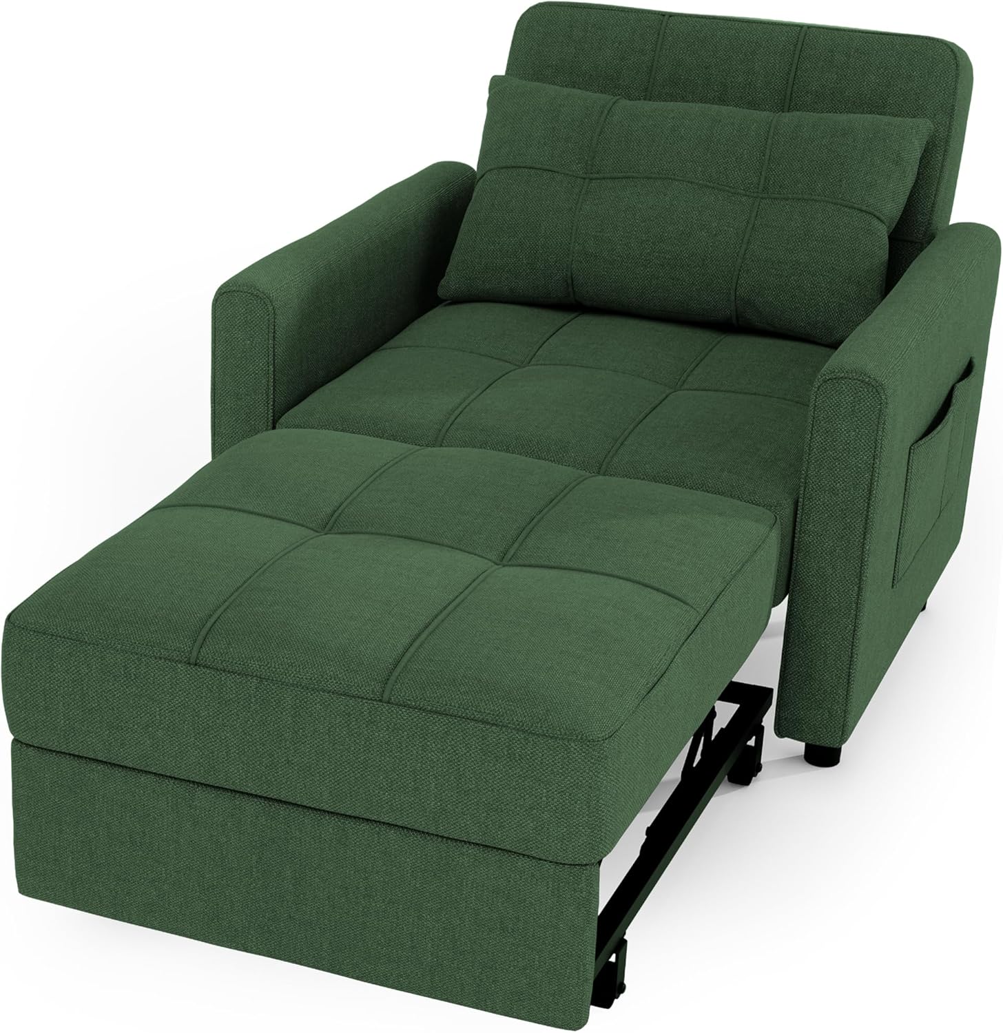 Canapé-lit convertible 3 en 1, convertible en lit simple gigogne avec dossier réglable, spacieux et multifonctionnel