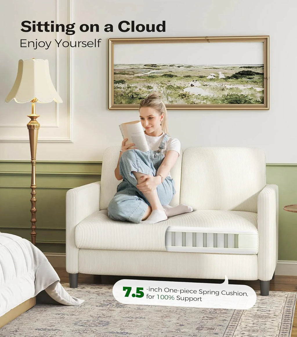 Causeuse de 51 pouces, causeuse confortable en velours côtelé