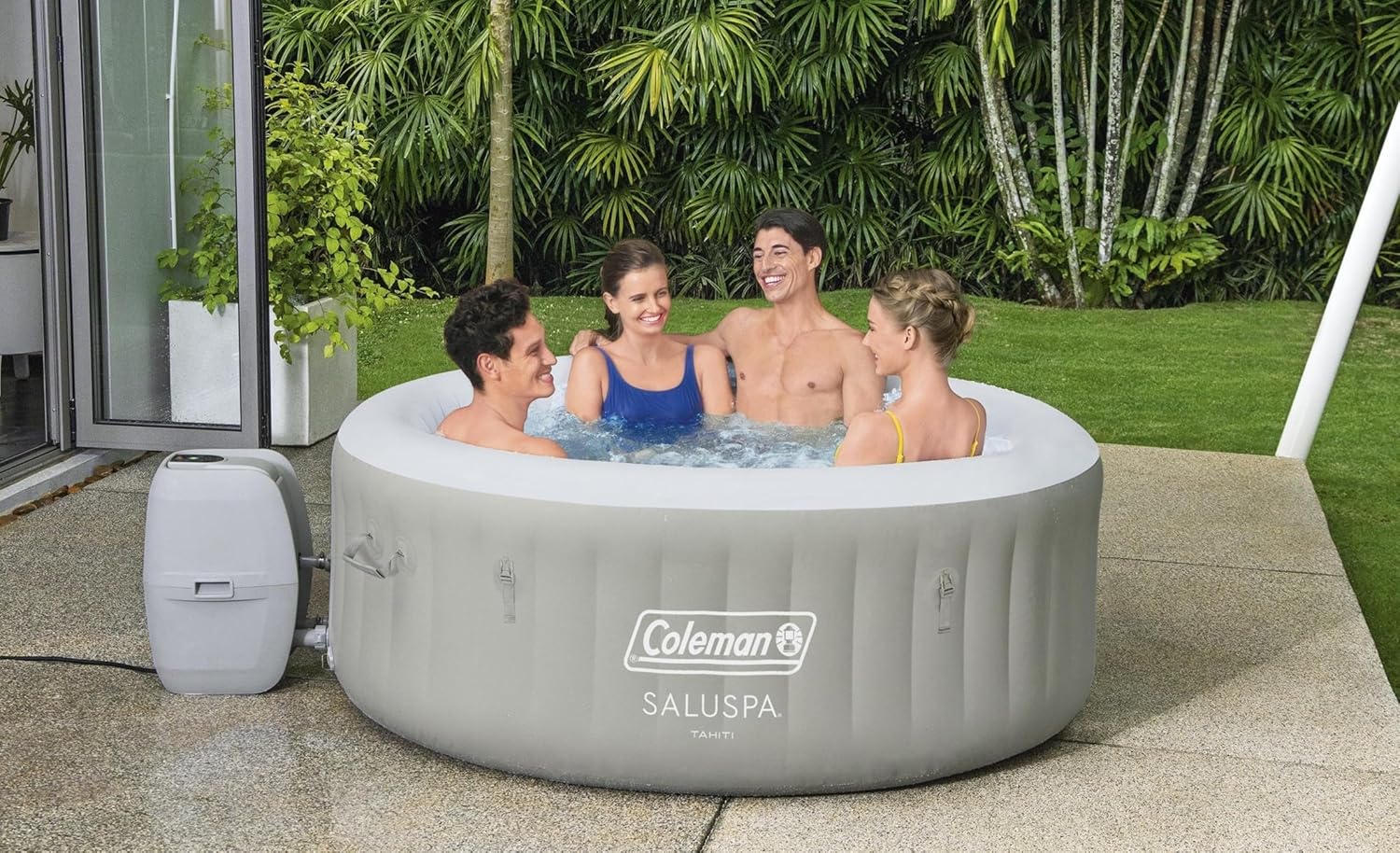 Spa gonflable d'extérieur Bestway Palm Springs EnergySense Smart AirJet Plus pour 4 à 6 personnes avec 140 AirJets et couverture isolante