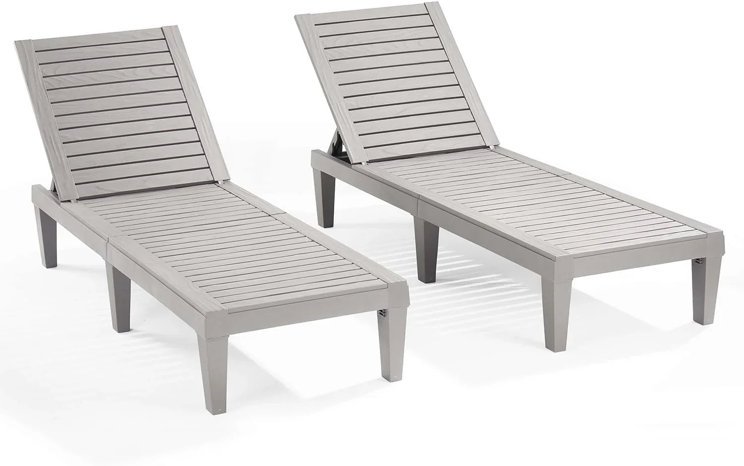 Chaises de patio - Ensemble de 2 chaises longues noires pour l'extérieur, chaise longue de jardin légère