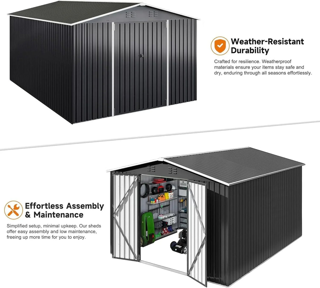 Abri de jardin extérieur Polar-Aurora 8 x 12 pi, abri de jardin en métal avec cadre amélioré