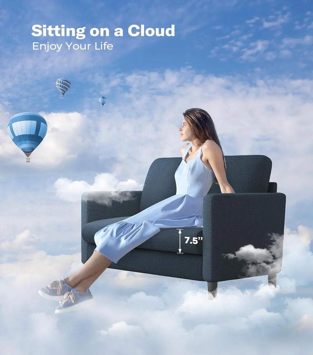 Causeuse de 51 pouces, causeuse confortable en velours côtelé