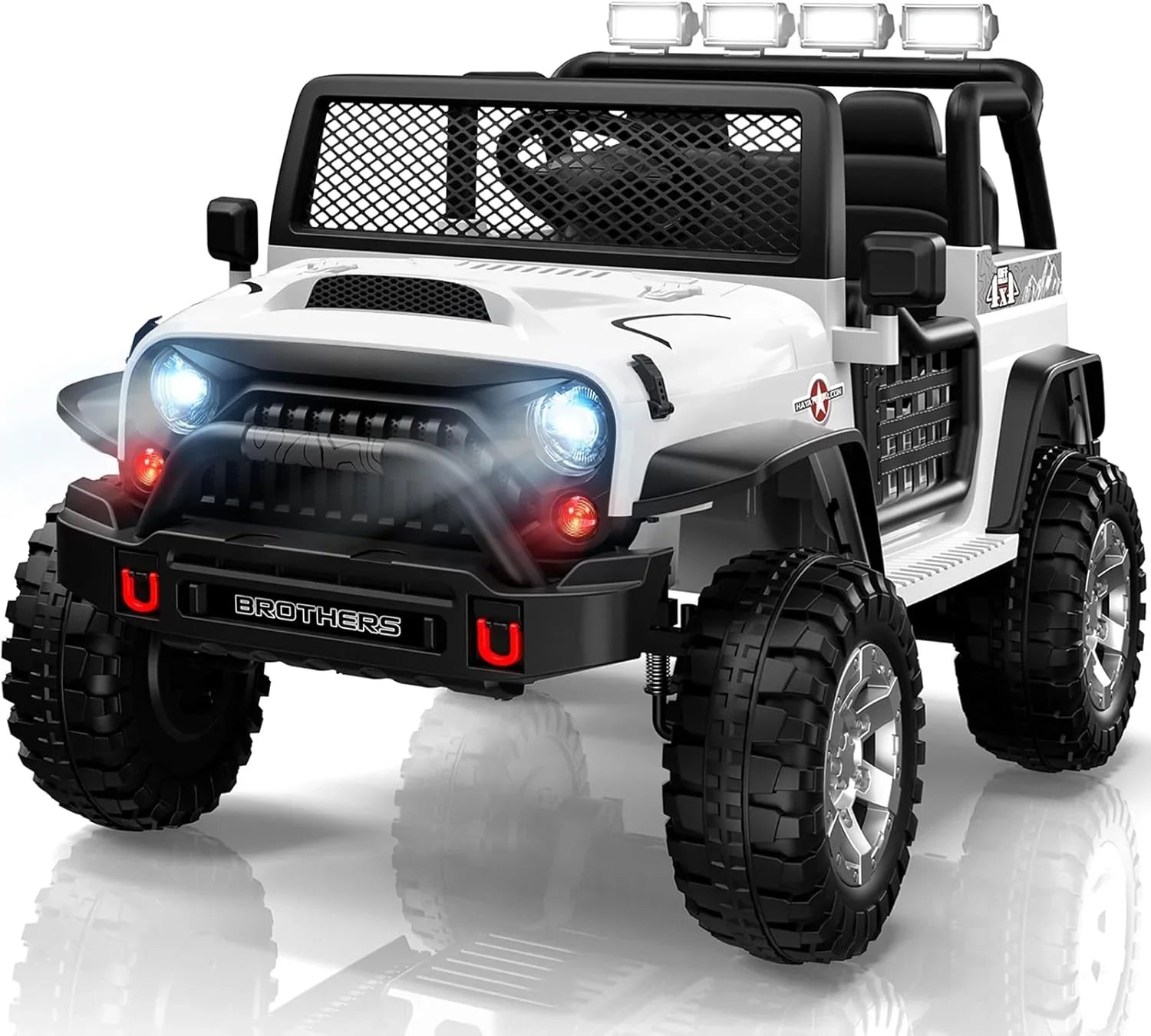 Trottinette électrique L8 pour enfants, 2 places, 12 V, avec télécommande, suspension à 4 roues et haut-parleur Bluetooth.