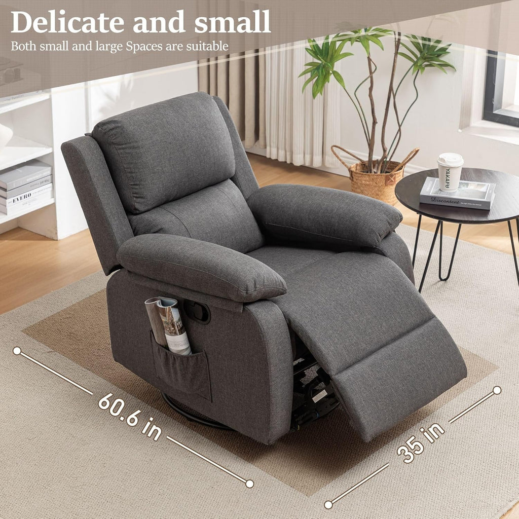 Fauteuil à bascule inclinable pivotant à 360 degrés en tissu coulissant