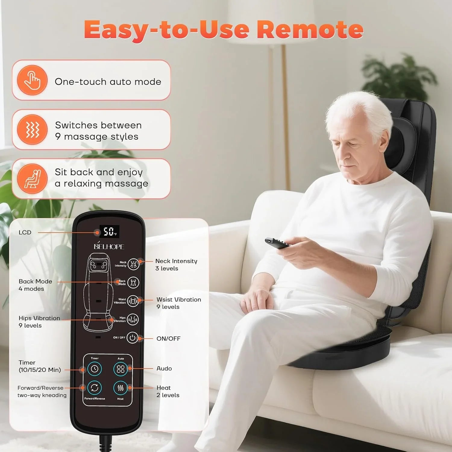 Masseur de dos 4D à pétrissage confortable, masseur de dos Shiatsu pour la maison et le bureau, cadeau de Noël pour hommes et femmes.