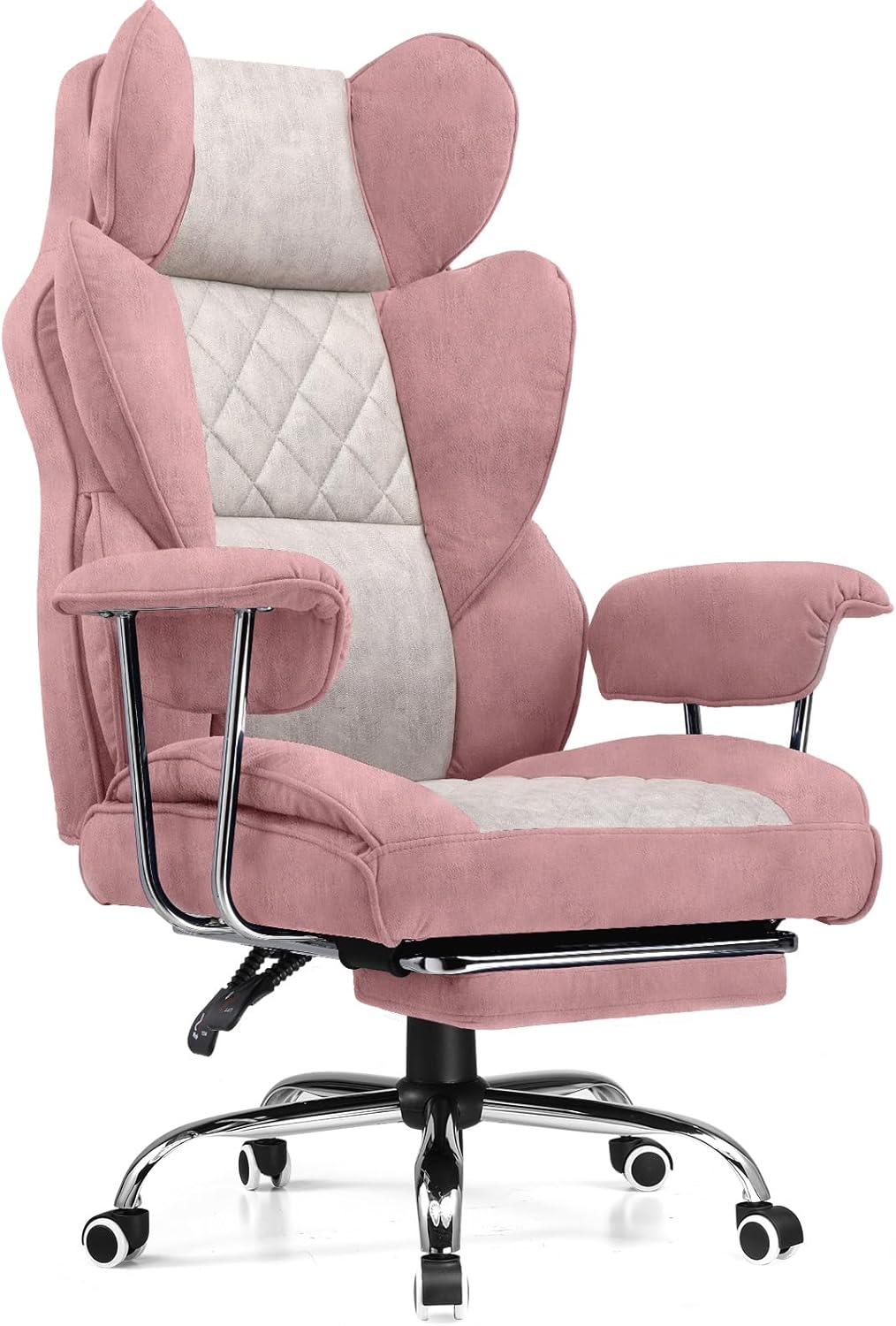 Grande chaise de bureau à dossier haut, chaise de jeu en cuir à dossier haut avec repose-pieds