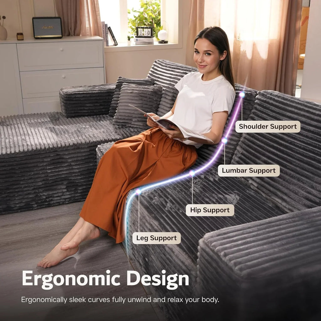 Canapé Ovios 104" Cloud Section Fauteuil en L, canapé modulaire moderne