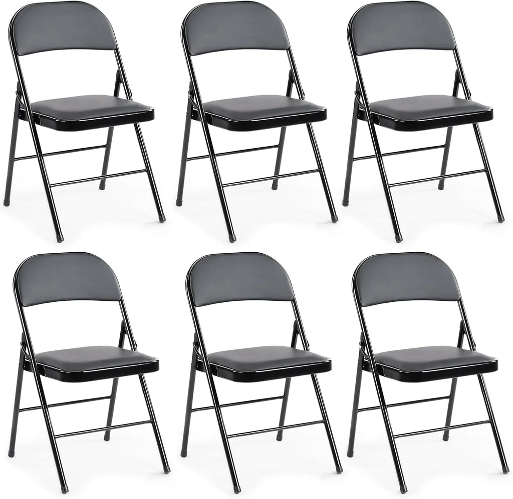 DUMOS Lot de 2 chaises pliantes rembourrées en cuir, siège commercial empilable portable pour intérieur et extérieur