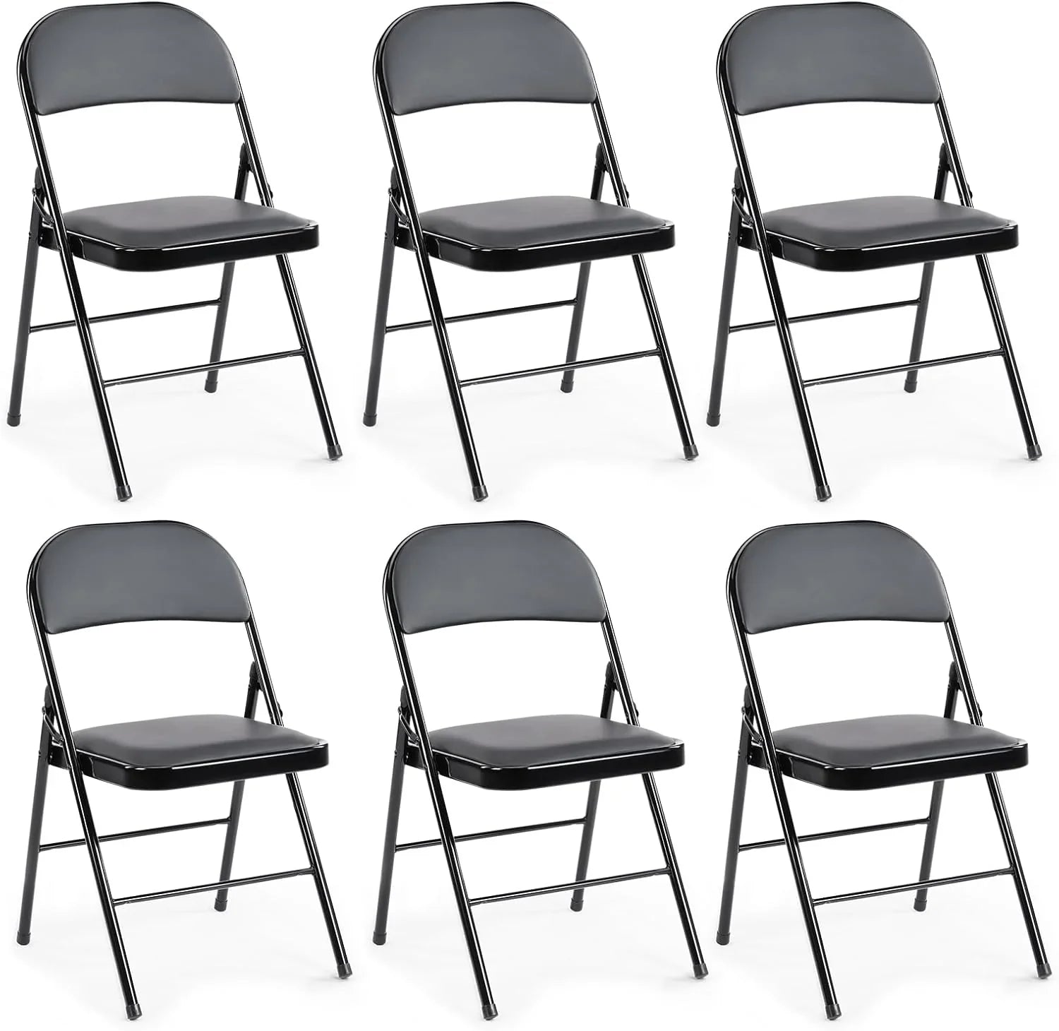 DUMOS Lot de 2 chaises pliantes rembourrées en cuir, siège commercial empilable portable pour intérieur et extérieur