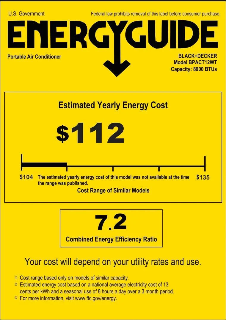 Climatiseur portatif BLACK+DECKER 10 000 BTU pour pièces jusqu'à 450 pi² avec télécommande