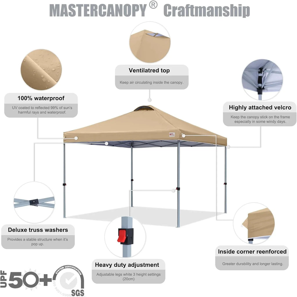 Tente pop-up robuste avec sac à roulettes (10 x 10, noir)