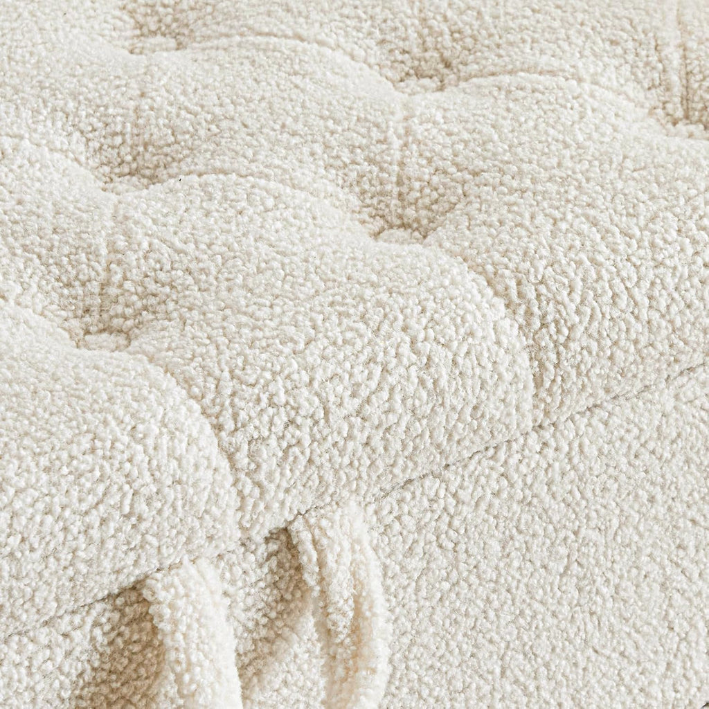 Tabouret de rangement moderne Furniliving, tabouret de bout de lit en bois massif Sherpa, tabouret rembourré tabouret d'intérieur