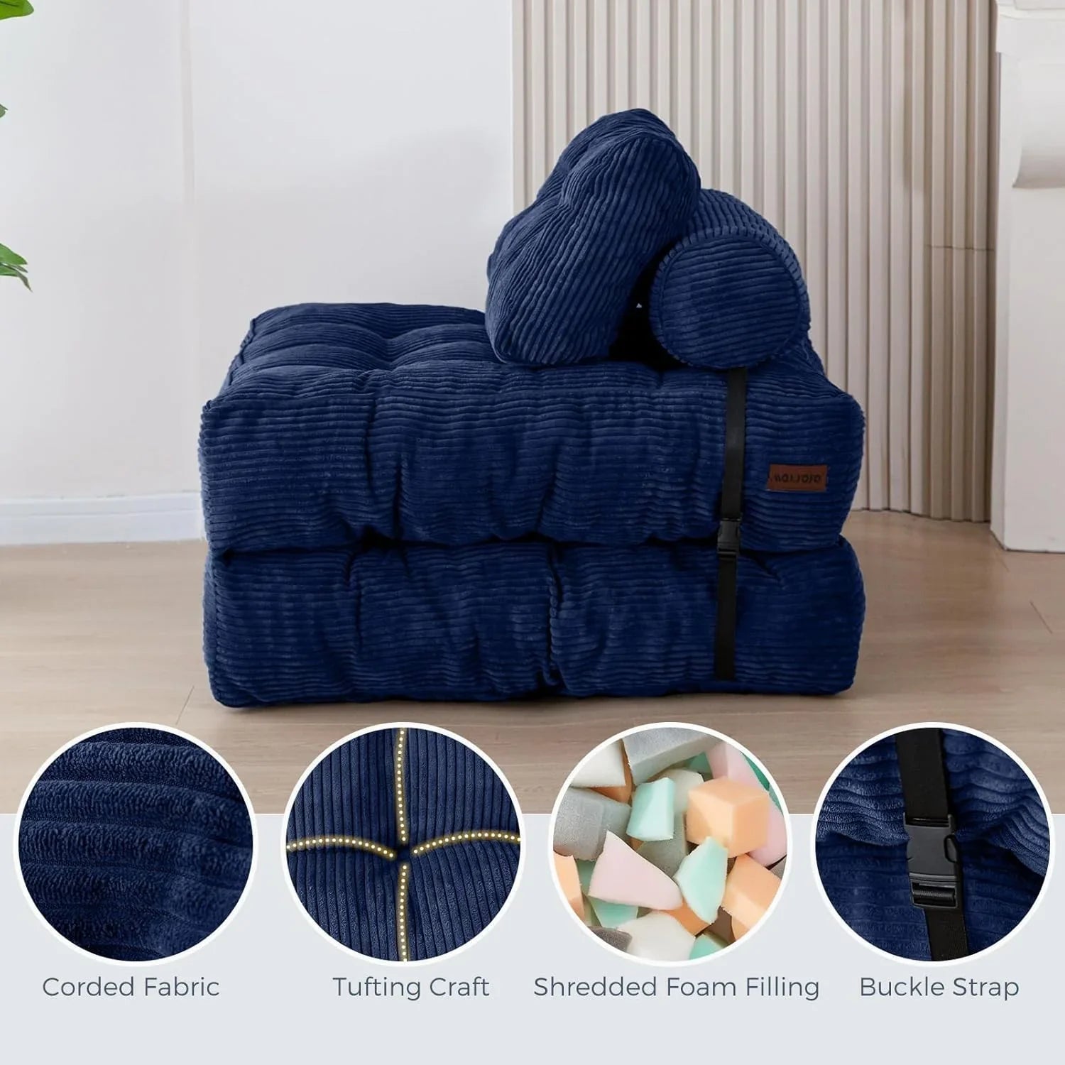 Canapé-lit pliant MAXYOYO, fauteuil convertible avec oreiller, matelas pliable avec support dorsal, fauteuil-lit pliant portable