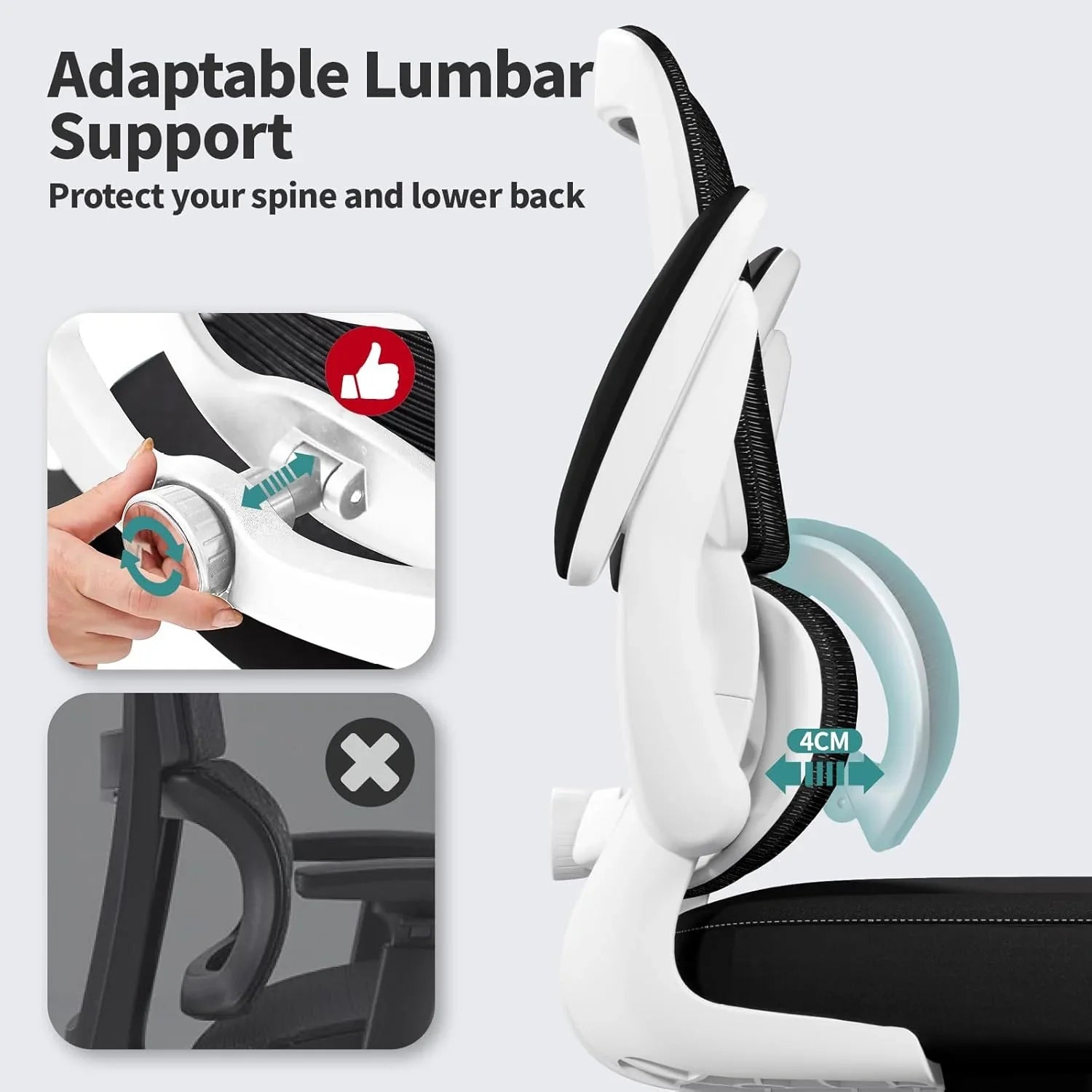 Chaise de bureau ergonomique TRALT, capacité de 150 kg, en maille, avec roulettes