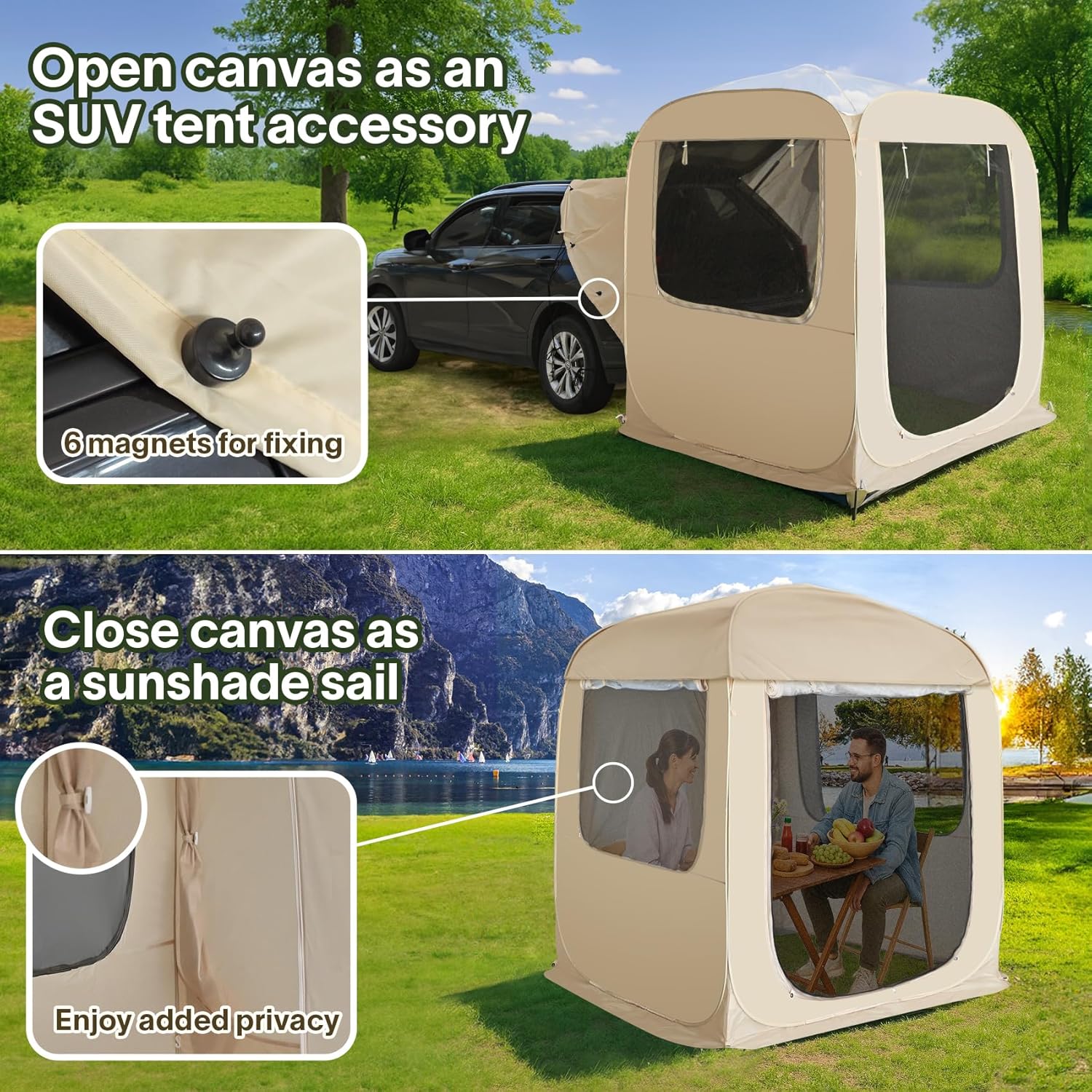 Gazebo à écran, peut accueillir 6 à 10 à 15 personnes Tente à baldaquin de style igloo avec moustiquaire sur les côtés Parfait pour le jardin, la terrasse, l'arrière-cour