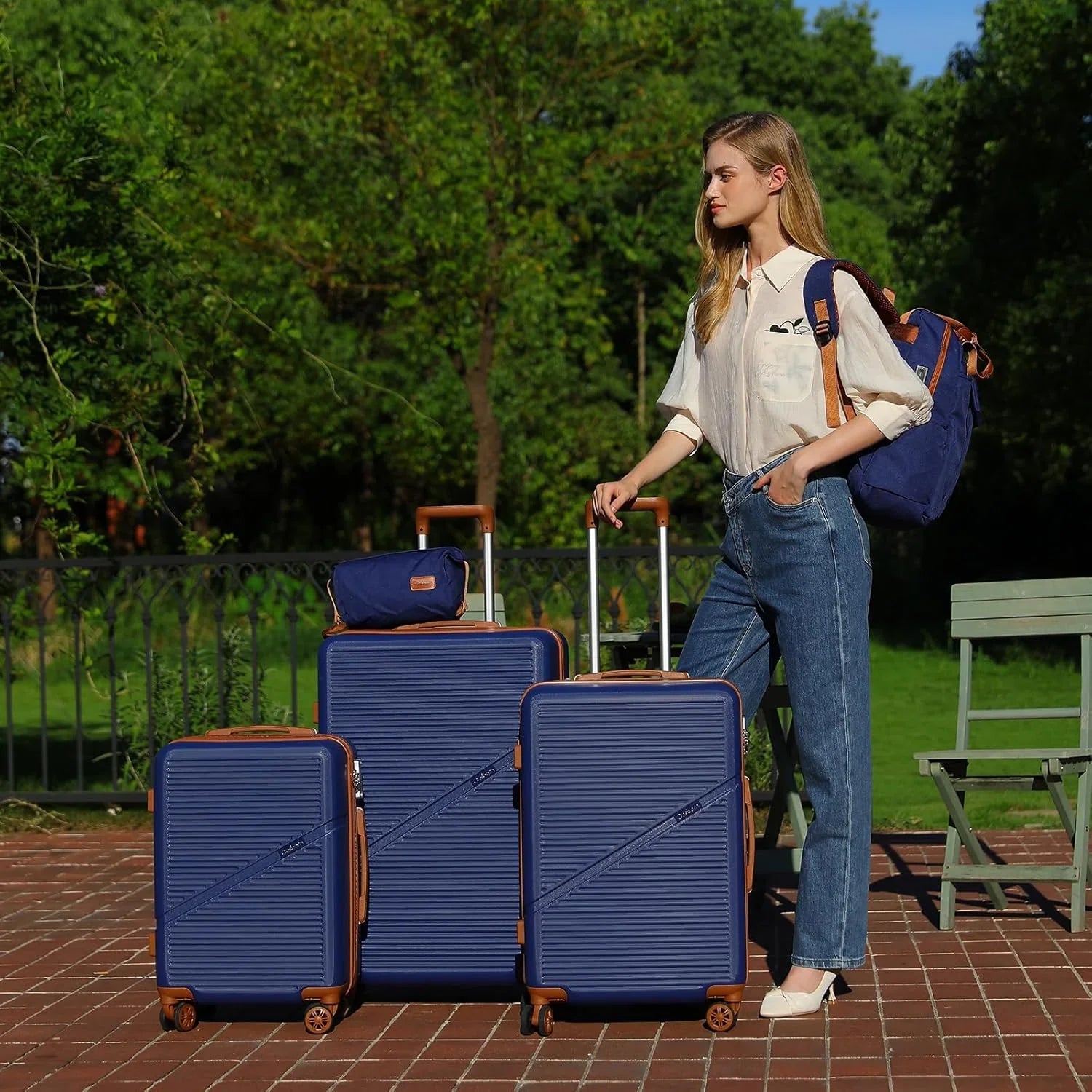 Ensemble de 5 valises à roulettes pivotantes, valises rigides en ABS avec serrure TSA, valise de voyage légère et étanche, unisexe, gris