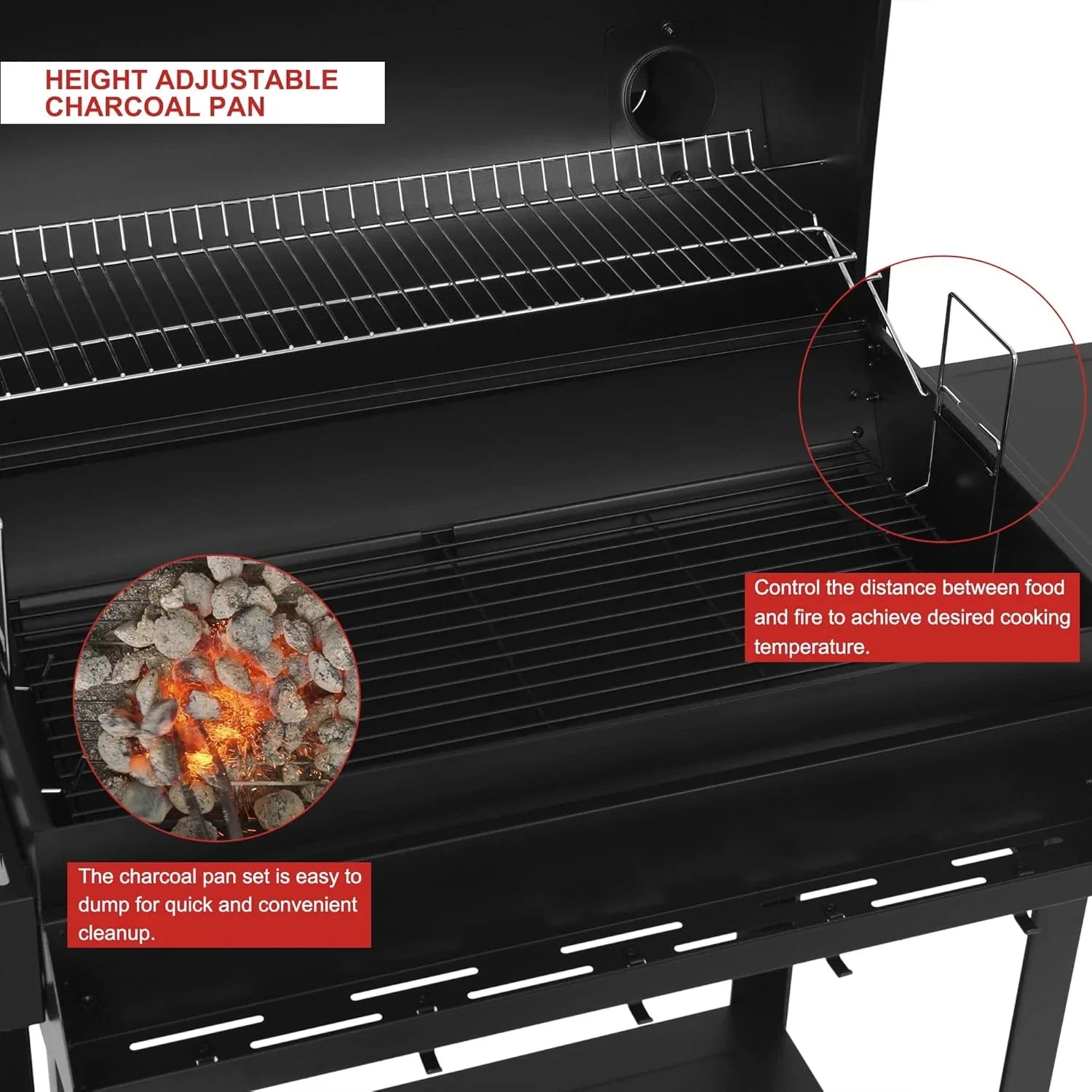 Barbecue au charbon de bois Royal Gourmet CC1830T de 30 pouces avec grille de réchaud et panier de rangement avant, barbecue extérieur avec 627 po²