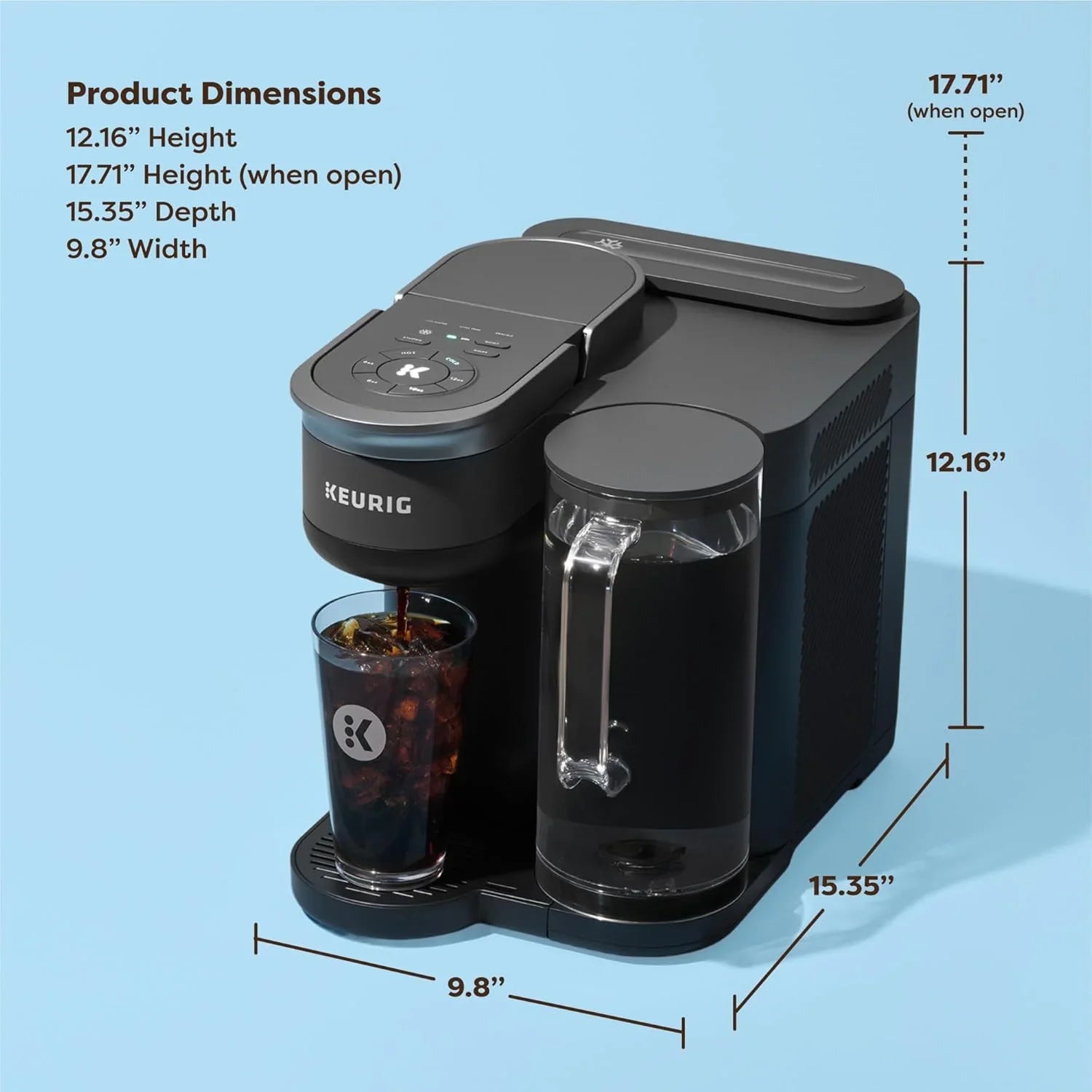 Cafetière à une tasse K-Brew+Chill, glacée et chaude, avec réservoir d'eau amovible de 2,13 kg