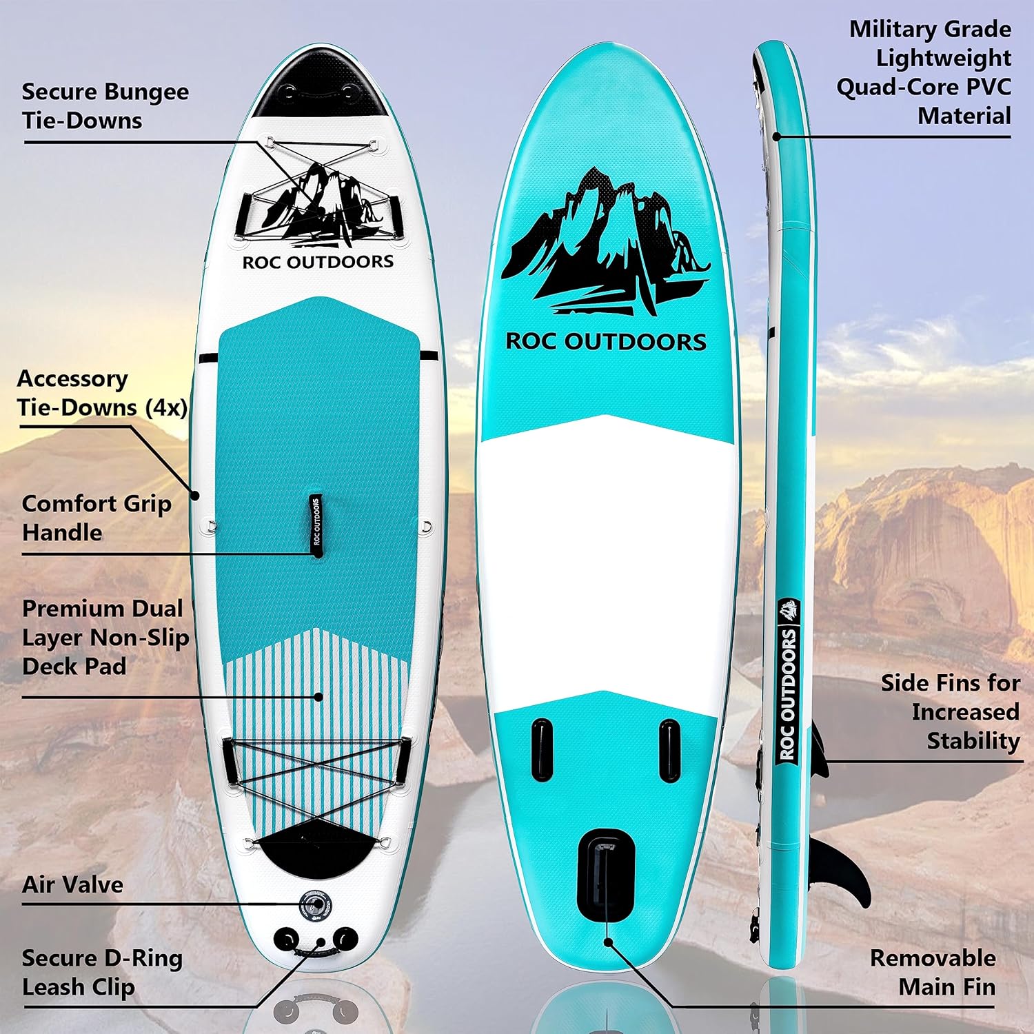 Planche de stand-up paddle gonflable ROC, accessoires de planche SUP paddle de haute qualité