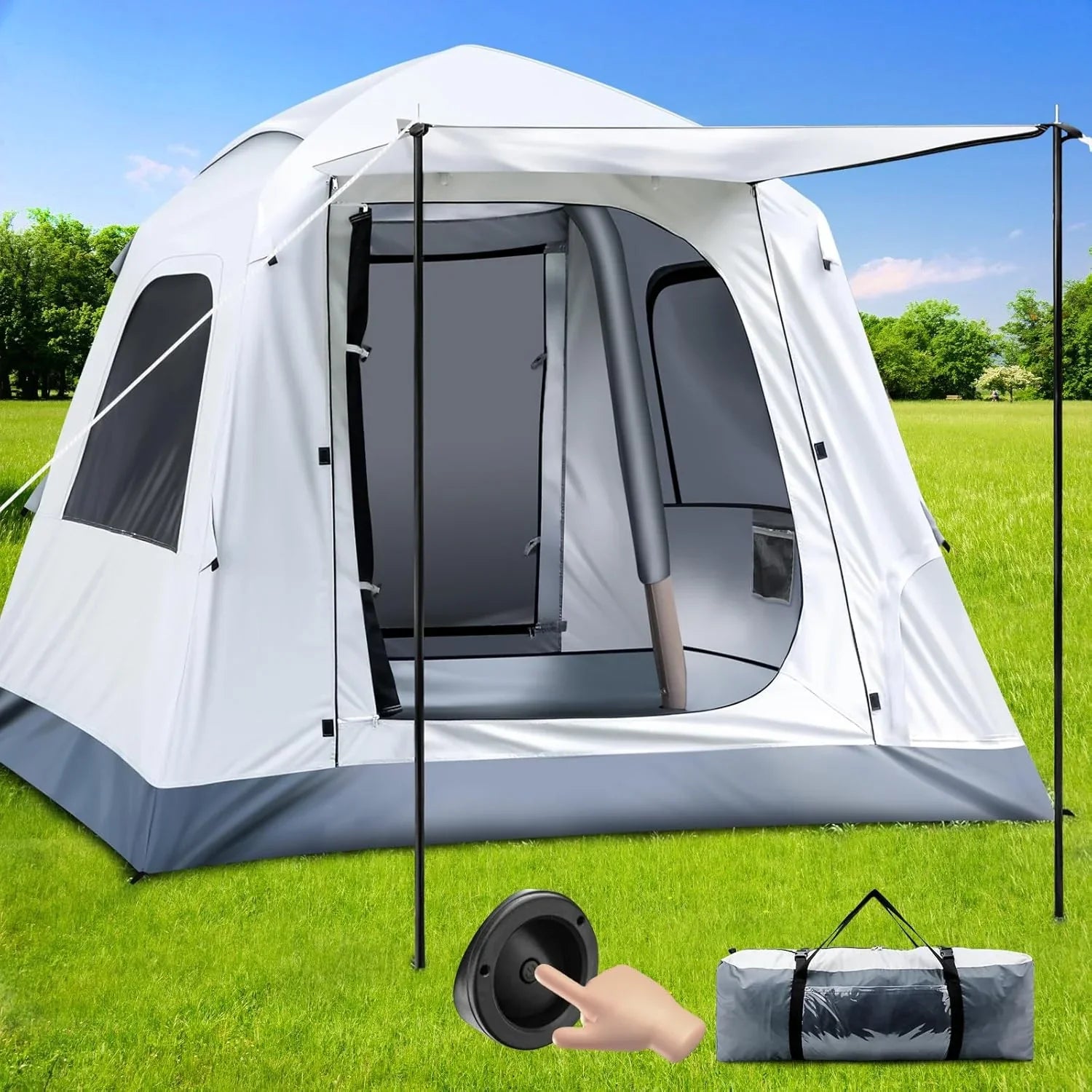Tente de camping gonflable automatique 3-4 personnes camping de luxe adulte tente de maison gonflable imperméable tente extérieure